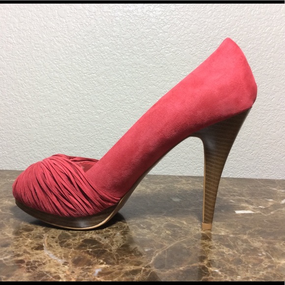 Zara Basic Red Faux Suede Peep Toe NWT - Picture 8 of 8